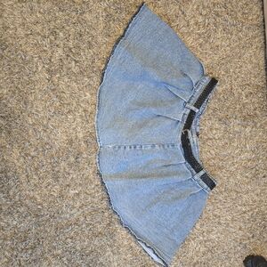 Denim Skater Skirt with Black Waistband